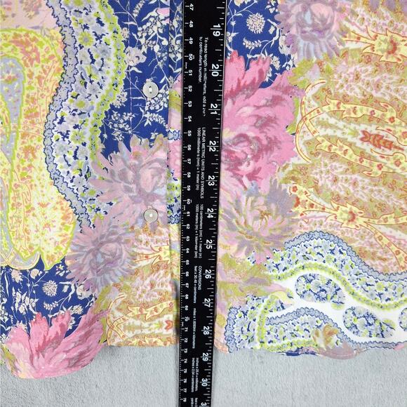 Rose & Olive Top Medium Paisley Button‎ Up Floral Patchwork Retro Career Office - Picture 6 of 8